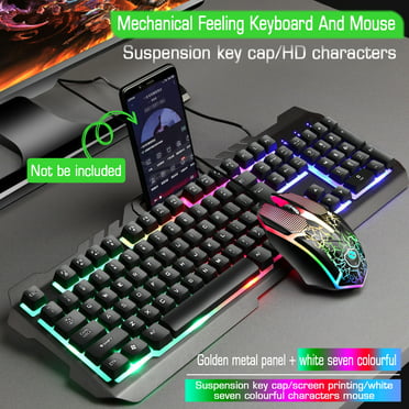 Black DAIZHAOYUE-US 104 Samara USB Wired Mechanical Feel Colored Backlight Office Computer Keyboard Play Keyboard Color : White 